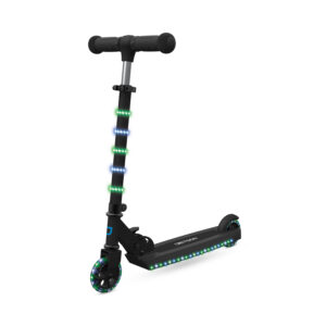 Jetson Electric Bike Jupiter Folding Kick Scooter, LED Light-Up, Adjustable Handle Bar, for Kids Ages 5+ , Black